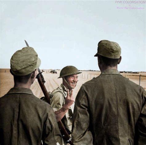 Colorized A British Soldier Visually Telling Two Wehrmacht Soldiers