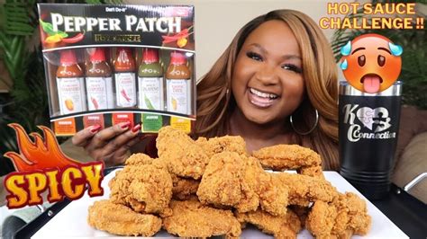Hot Sauce Challenge Fried Chicken Wings Mukbang Youtube