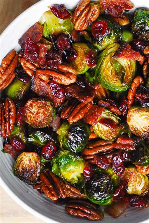 Christmas Brussels Sprouts With Bacon Pecans And Cranberries Veggie