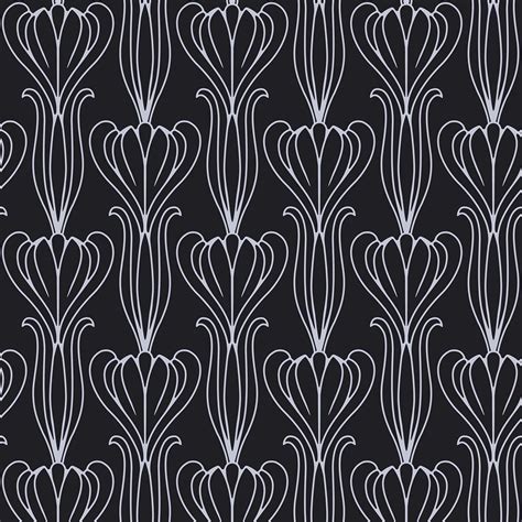 Tulip Art Nouveau Modern Classic Black Silver Removable Wallpaper