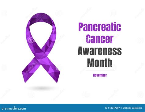 Pancreatic Cancer Awareness Month Low Poly Ribbon Cartoon Vector 143347307