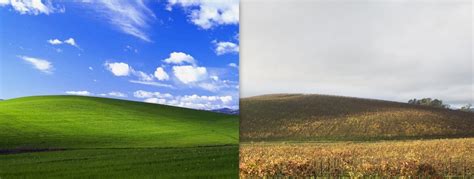 The Bliss Photo Side By Side With The Same Location Windows Xp