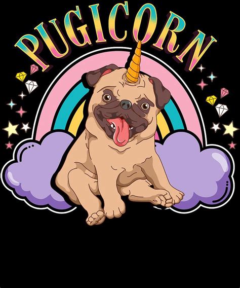Cute Pugicorn Design Pug Unicorn T Idea Digital Art By Phoxy Design
