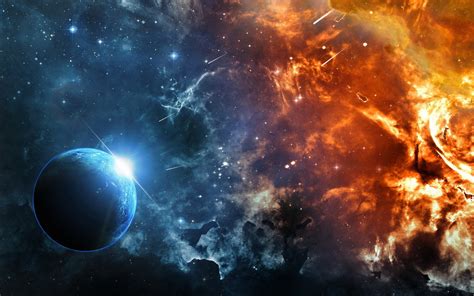 Space Fire Ice Planet Supernova Wallpapers Hd Desktop And Mobile