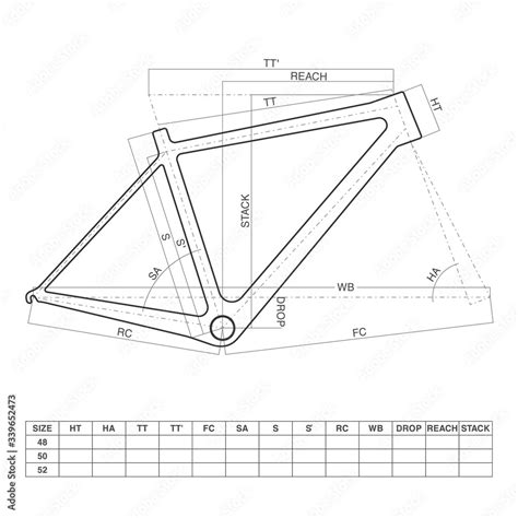 Basic Dimensions Of On Road Bicycle Frame Model Frame Building