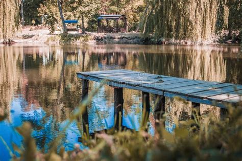 Wooden Pier On Lake Stock Image Image Of Park Water 159569729