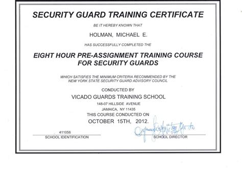 Security Guard Certificate Nyc Security Guards Companies