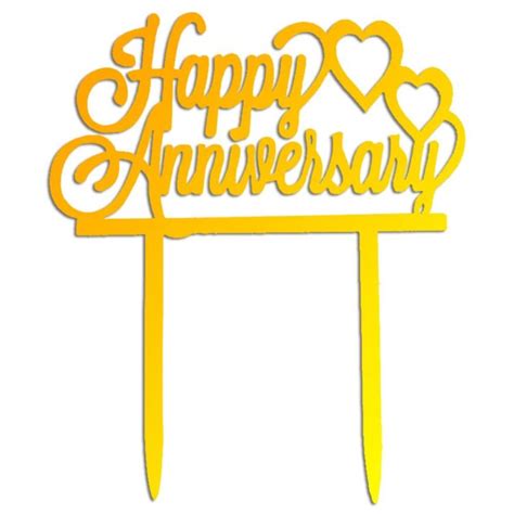 Golden Happy Anniversary Cake Topper Propsicle