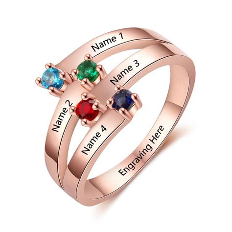 Rose Gold Birthstone Rings Mothers Rings 925 Sterling Silver