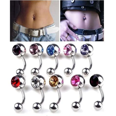 10pcs Lot Mix Color Crystals Belly Button Rings Body Jewelry 316L