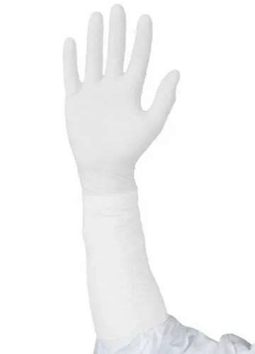 White Surgical Gloves Powder Free Elbow Length 16 Sterile Elbow