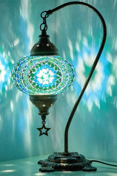 DEMMEX 33 Colors Turkish Moroccan Mosaic Table Lamp Swan Neck