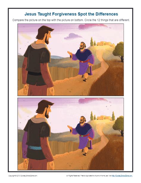 Jesus Taught Forgiveness Spot The Differences Activity For Kids