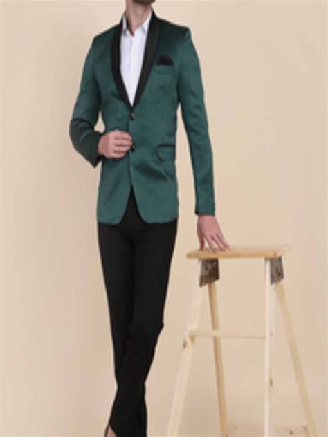 Buy Tahvo Men Green Black Single Breasted Suit Suits For Men