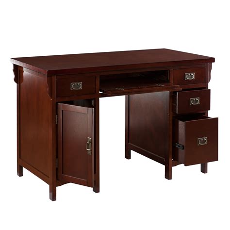 Wildon Home Mathis Computer Desk With Double Pedestal And Keyboard