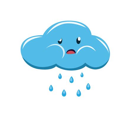 Nube Llorando Y Haciendo Lluvia Nube Emoticon Triste Caricatura Vector