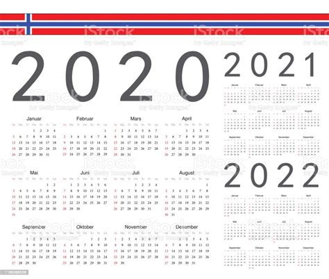 Vetores De Jogo De 2020 Norueguês 2021 Calendários Do Vetor De 2022
