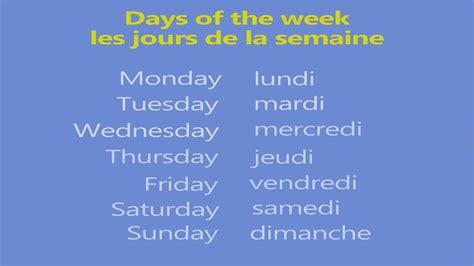 Days of the Week in French - YouTube