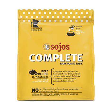 It is minimally processed from its raw state and will reconstitute easily with water or other liquid. Sojos Complete Dog Freeze Dried Beef Recipe | Pet Food 'N More