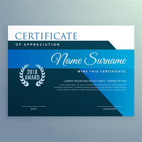 Modern Blue Certificate And Award Design Template Download Free
