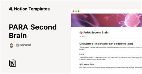 PARA Second Brain Template By Pascal Notion Marketplace