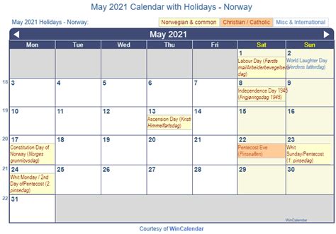 Print Friendly May 2021 Norway Calendar For Printing