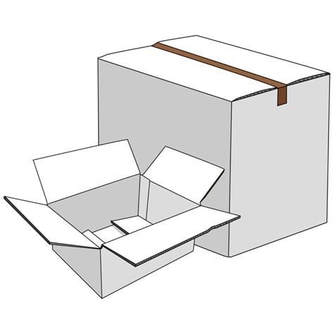 段ボール箱のイラスト01（閉じている段ボール箱と並んでいる開いた段ボール箱・ホワイト）【】 テンプレート・フリーbiz