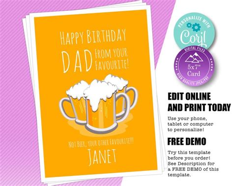 Funny Birthday Card For Him For Fathers Day Beer Birthday Card For Dad For Friend Beer