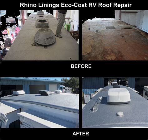 Kool seal coatings elastomeric roof coating. Before and After Photos of the Rhino Linings Eco-Coat Permanent RV Roof Coating | Rv roof repair ...