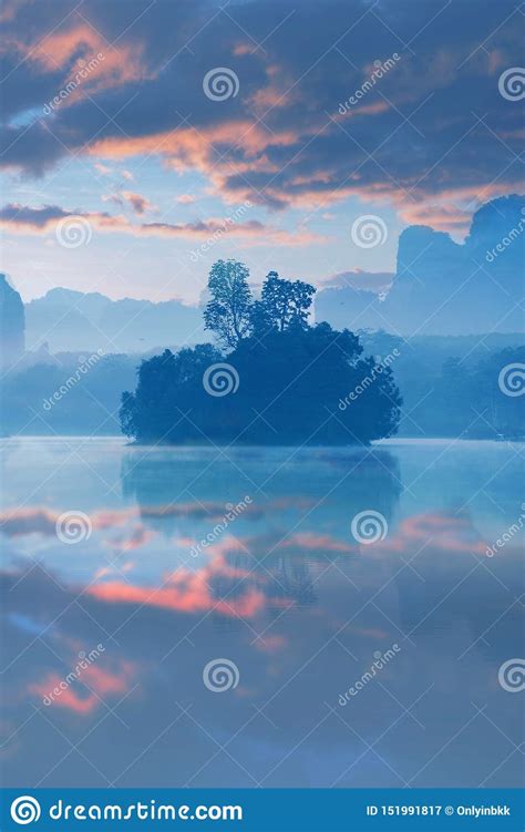 Vertical Image Of Lake View A Baan Nong Thale In Krabi Thailand During