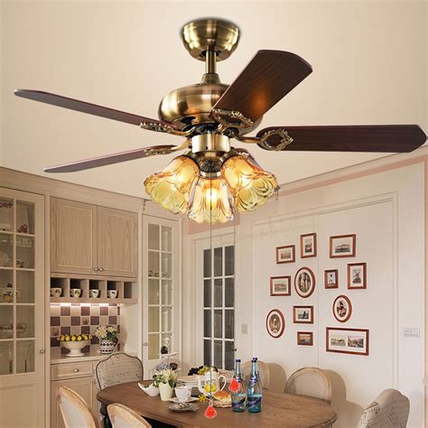 42 Antique Luxury Bronze Ceiling Fan Glass Ceiling Fan Light Living