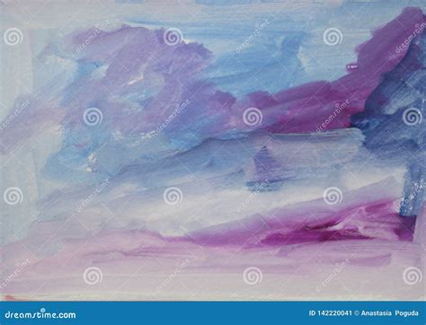 Watercolor Abstract Textured Colorful Background With Lilac Blue And