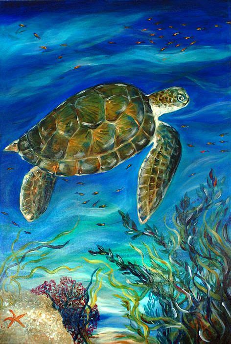 Swimming By The Coral Painting Swimming By The Coral Fine Art Print