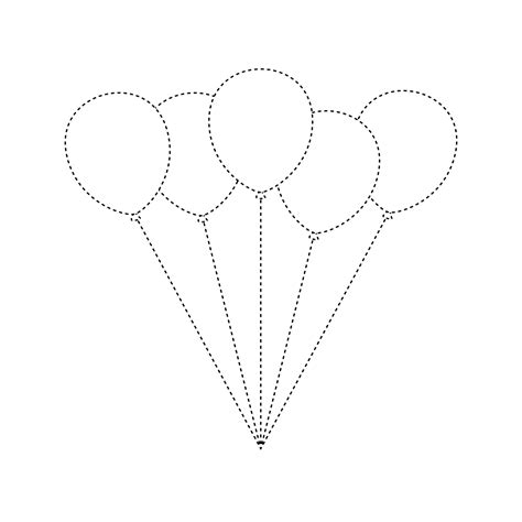 Balloon Tracing Worksheet For Kids 9461330 Vector Art At Vecteezy