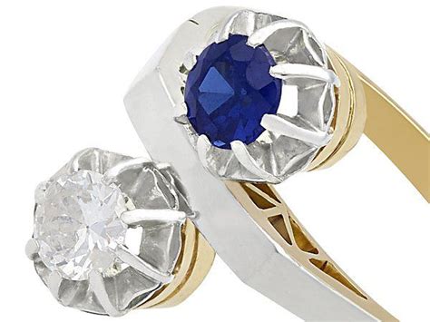 1950s Blue Sapphire And Diamond Ring Ac Silver