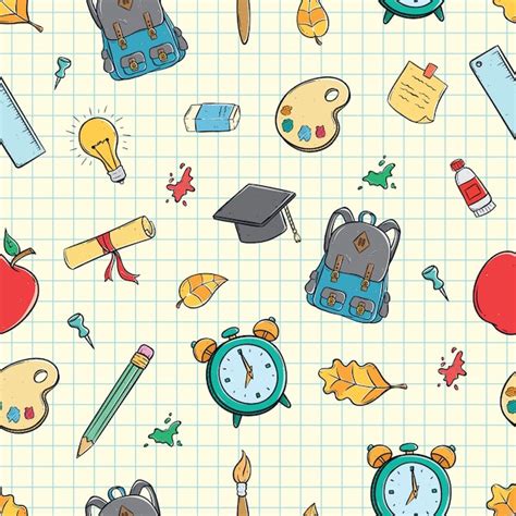 Premium Vector Seamless Pattern Of Cute School Supplies Using Doodle