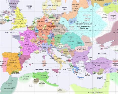Map Of Europe In The 1400s Europe In 1400 Maps Geography Travel Around