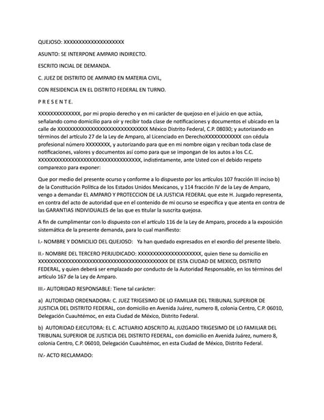 Amparo Indirecto En Juicio De Controversia Del Orden Familiar By Pedro