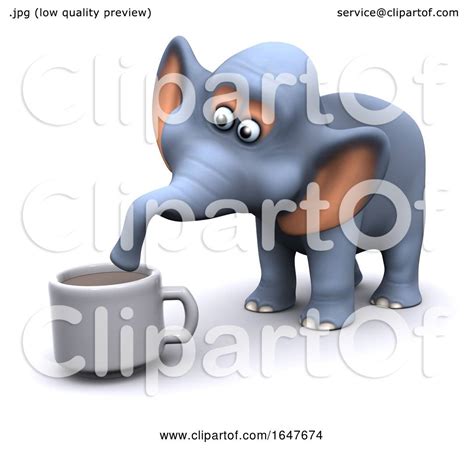 3d Elephant Drinks A Cup Of Coffee By Steve Young 1647674