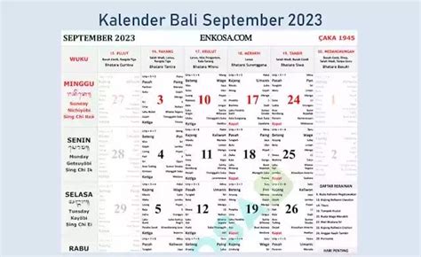 Kalender Bali September 2023 Lengkap