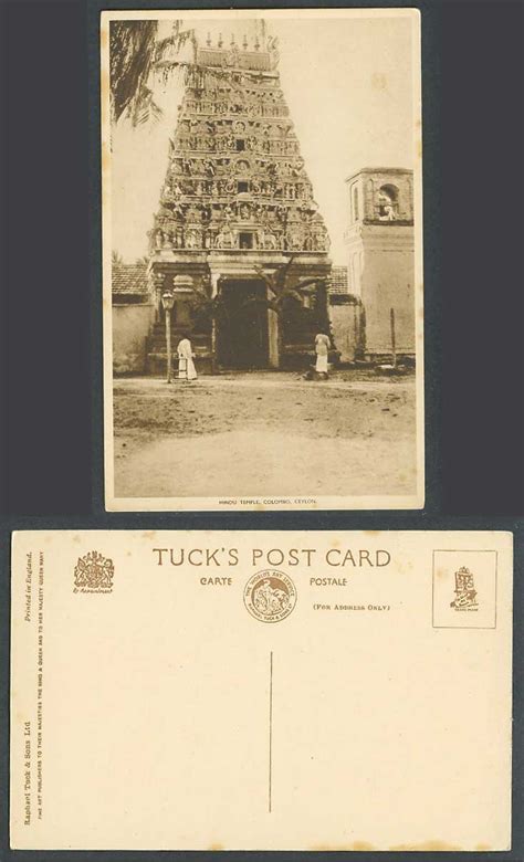 Ceylon Old Tuck S Postcard Hindu Temple Colombo Pagoda Gate Palm Trees Natives For Sale