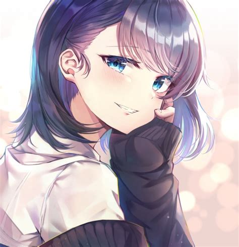 Wallpaper Anime Girl Smiling Pretty Cute Blue Eyes