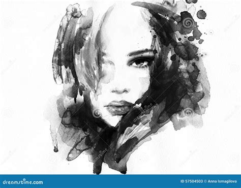 Abstract Woman Face Silhouette Ink Effect Forest Background Vector Double Exposure Illustration