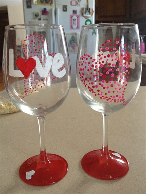 Valentines Day Themed Wine Glasses Etsy Wine Glass Crafts Glass Crafts Themed Wine Glasses