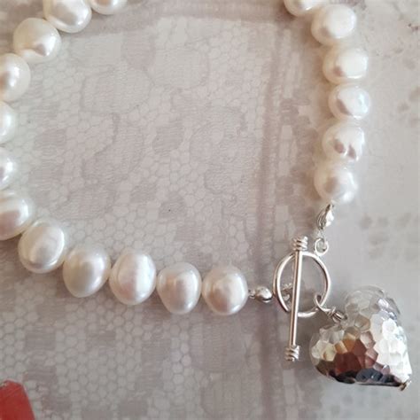 Grey Baroque Freshwater Pearl Necklace Sterling Silver Hammer Etsy Canada