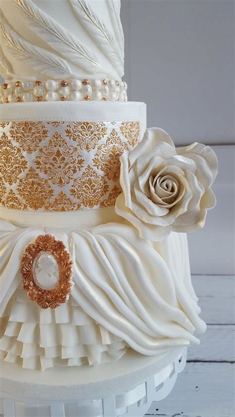 White Gold Weddingcake Cake By Yvonne Cakesdecor