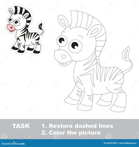 Zebra To Be Traced Vector Trace Game Stock Vector Illustration Of