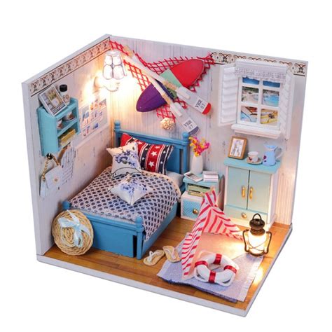 dreamy dollhouse bedroom kit miniature dollhouse kits girl s bedroom with lights furniture toys