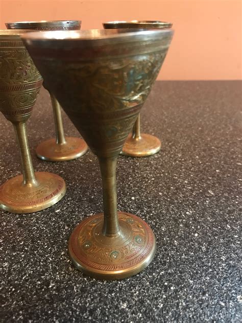 Vintage Brass Goblets Etsy