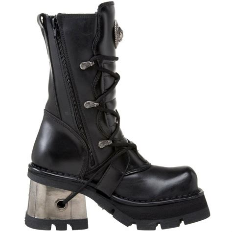 New Rock Newrock New Rock 373 S3 Ladies Metallic Boots Black Leather